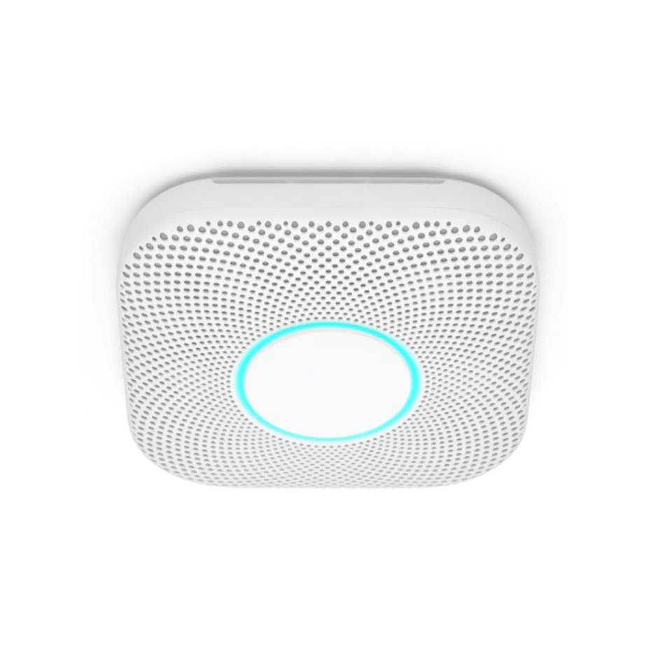 Nest Protect Google Smoke detector. grey with blue ring light in middle